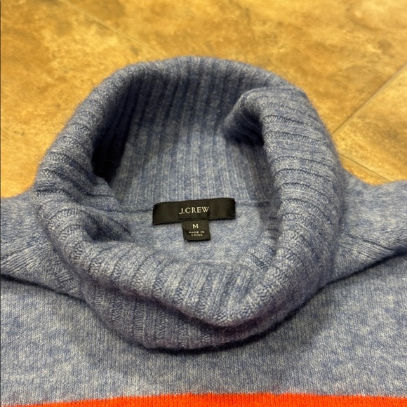 J Crew Tipped turtleneck stripe sweater Supersoft yarn—size medium—River Sunset - Picture 3 of 5